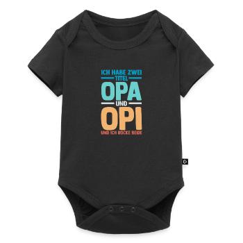 J’ai deux titres : Papi et Maman - Body à manches courtes Premium Bébé - noir - Devant