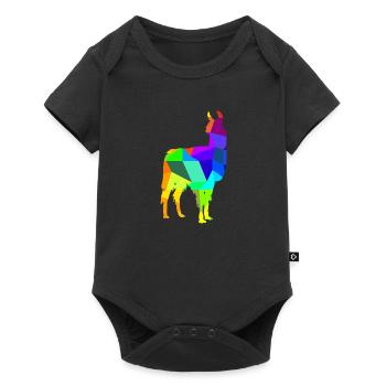 Alpaga arc-en-ciel animaux polygone - Body à manches courtes Premium Bébé - noir - Devant