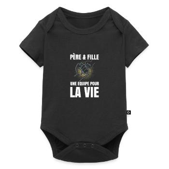 Father and daughter, a team for life - Baby Premium short-sleeve bodysuit - black - Front