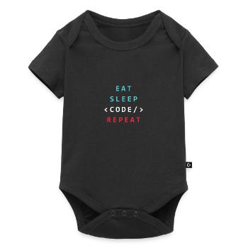 Coding IT Geek - Eat Sleep Code Repeat Programming - Baby Premium Kurzarmbody - Schwarz - Vorne