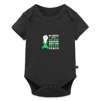 My Sister Is A Scoliosis Warrior What's Your Super - Baby Premium Kurzarmbody - Schwarz - Vorne