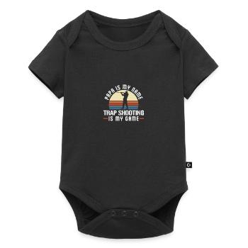 Papa Is My Name Shooting Is My Game - Baby Premium Kurzarmbody - Schwarz - Vorne
