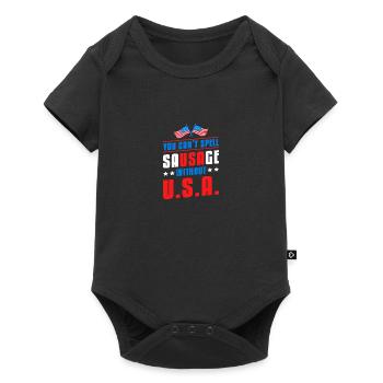 You Cant Spell Sausage Without USA American Flag - Baby Premium Kurzarmbody - Schwarz - Vorne