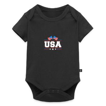 USA Flag - US American Independence 4th Of July - Baby Premium Kurzarmbody - Schwarz - Vorne