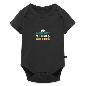 Safety First Drink With A Nurse Ireland St. - Baby Premium Kurzarmbody - Schwarz - Vorne