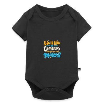 Life Is Like A Camera Fotografie Kamera - Baby Premium Kurzarmbody - Schwarz - Vorne