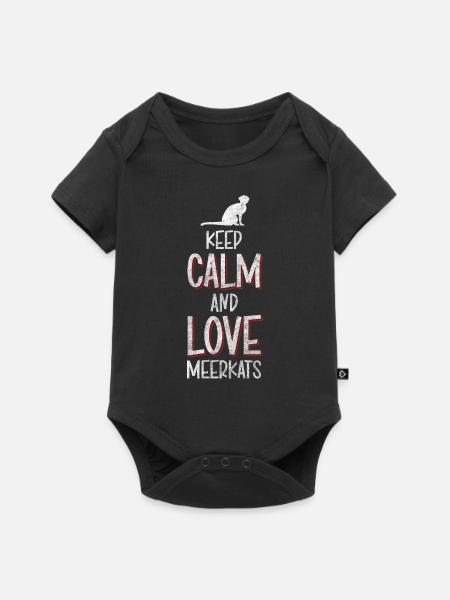 Erdmännchen Tier Fell Wüste - Baby Premium Kurzarmbody - Schwarz