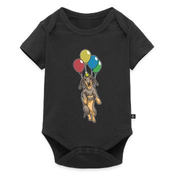 Dackel Geburtstag Luftballon - Baby Premium Kurzarmbody - Schwarz - Vorne