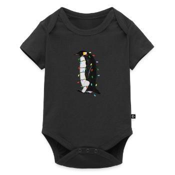 Penguin String Lights Christmas Bird Cap - Baby Premium short-sleeve bodysuit - black - Front