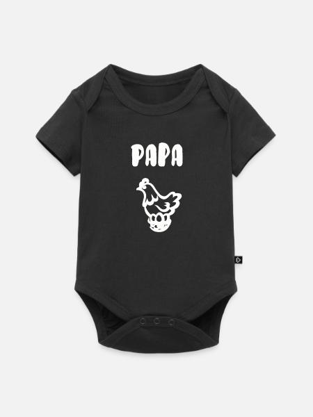 Papa Henne - Baby Premium Kurzarmbody - Schwarz