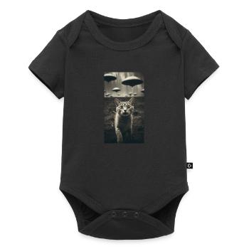 Funny Cat Selfie Alien UFO Meme - Baby Premium Kurzarmbody - Schwarz - Vorne