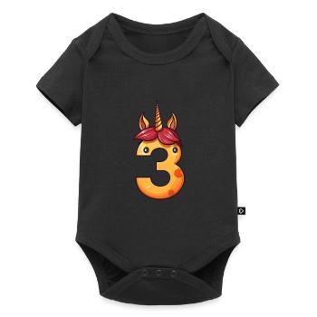 Licorne 3ème anniversaire - Body à manches courtes Premium Bébé - noir - Devant