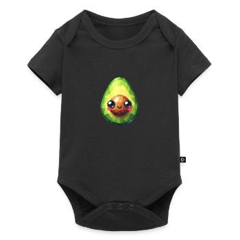 Süße Avocado Polygon - Baby Premium Kurzarmbody - Schwarz - Vorne