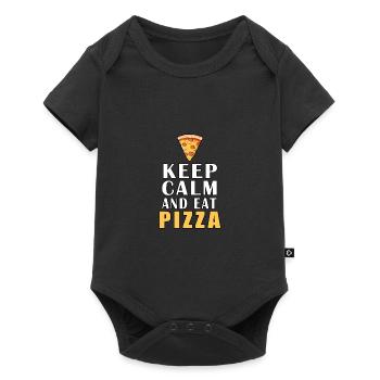 Restez calme et mangez de la pizza - Body à manches courtes Premium Bébé - noir - Devant