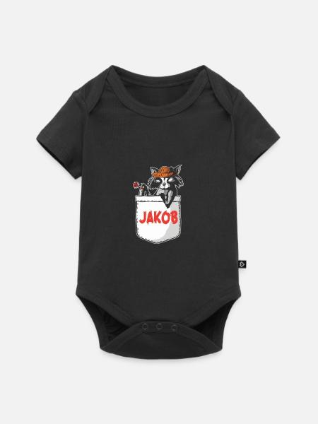 Waschbär Jakob - Baby Premium Kurzarmbody - Schwarz