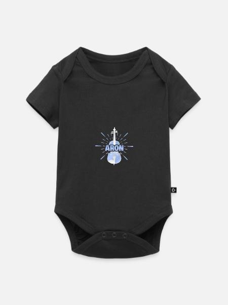 Geschenk für Aron - Baby Premium Kurzarmbody - Schwarz