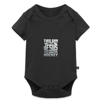 Ce gars court sur Jésus et le hockey - Body à manches courtes Premium Bébé - noir - Devant