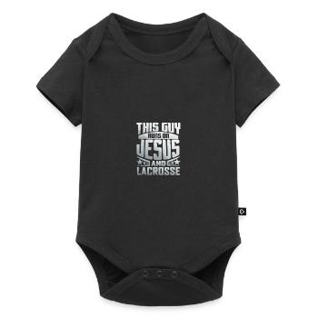 Ce type court sur Jésus et la crosse - Body à manches courtes Premium Bébé - noir - Devant