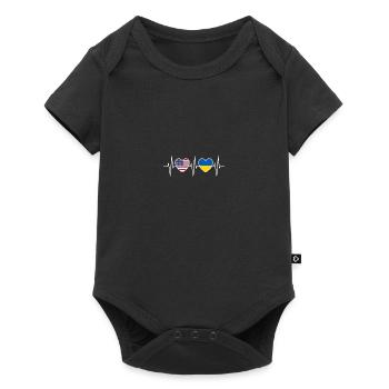 USA and Ukraine Ukrainian flag flags - Baby Premium short-sleeve bodysuit - black - Front