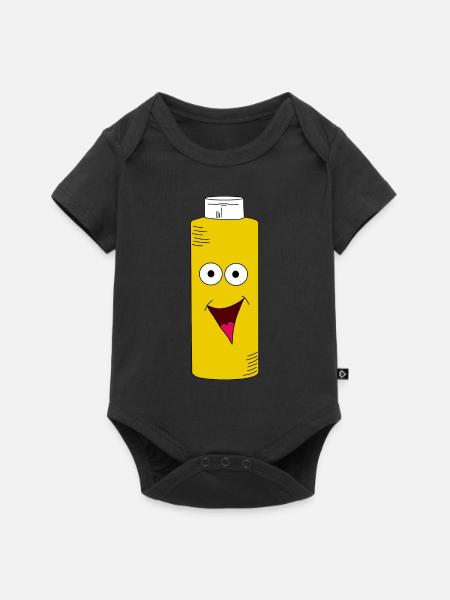 Senf gelbe Senfflasche mit Gesicht - Baby Premium Kurzarmbody - Schwarz