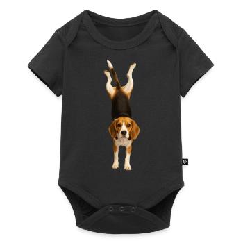 Beagle - Baby Premium Kurzarmbody - Schwarz - Vorne