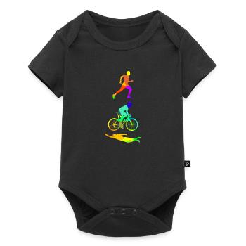 Triathlon couleurs arc-en-ciel polygone sport - Body à manches courtes Premium Bébé - noir - Devant