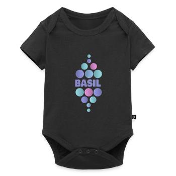 Vorname Basil - Baby Premium Kurzarmbody - Schwarz - Vorne
