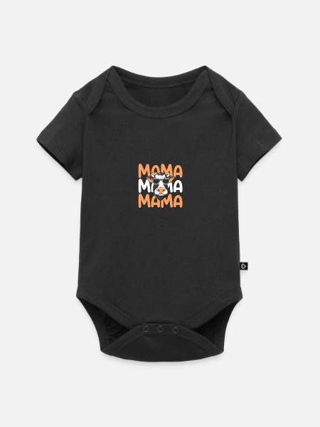 Kuh Mama Mutter Kühe - Baby Premium Kurzarmbody - Schwarz