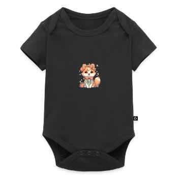 Japanese dog Shiba Inu girl with bandana - Baby Premium short-sleeve bodysuit - black - Front
