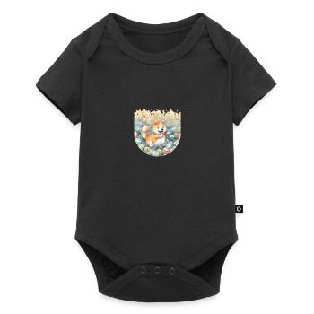 Japanese dog Shiba Inu colorful watercolor soccer - Baby Premium short-sleeve bodysuit - black - Front