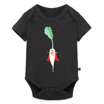 Funny radish as a hero - Baby Premium short-sleeve bodysuit - black - Front