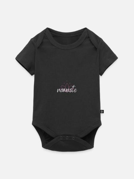 Namaste Yoga Geschenk - Baby Premium Kurzarmbody - Schwarz