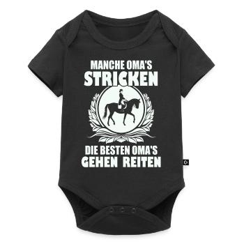 Oma reiten - Baby Premium Kurzarmbody - Schwarz - Vorne