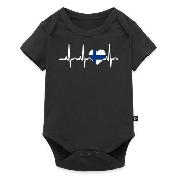 I LOVE ekg heartbeat Finland finlande - Body à manches courtes Premium Bébé - noir - Devant