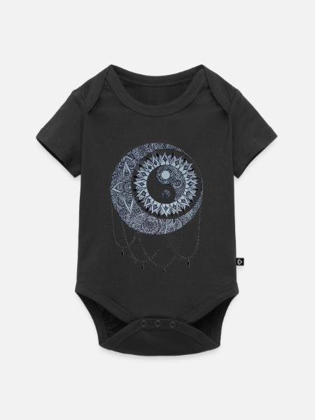 Mond und Sonne Mandala - Baby Premium Kurzarmbody - Schwarz