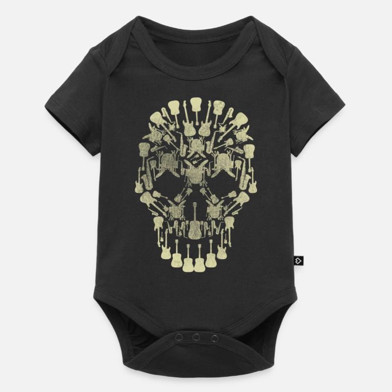Musical Intruments Skull Silhoette - Baby Premium short-sleeve bodysuit - black