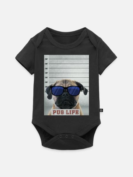 pug is life - Baby Premium Kurzarmbody - Schwarz