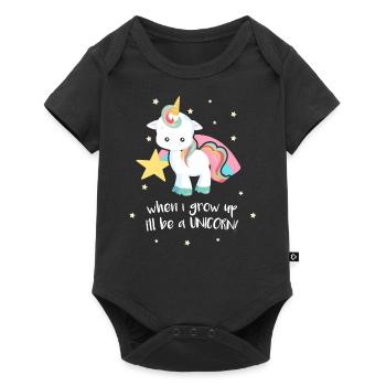 Quand je serai grand, je serai une illustration drôle de Licorne - Body à manches courtes Premium Bébé - noir - Devant