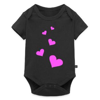 Herzen pink - Baby Premium Kurzarmbody - Schwarz - Vorne