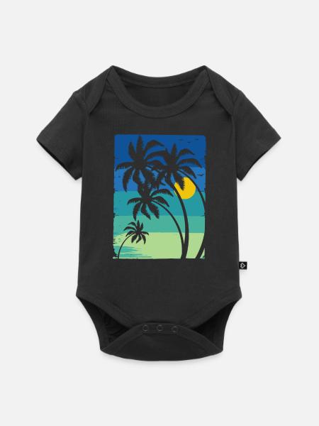 Palme, Palmen - Baby Premium Kurzarmbody - Schwarz