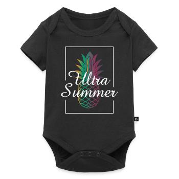 Summer, pineapple - Baby Premium short-sleeve bodysuit - black - Front
