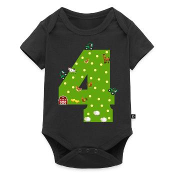 4th birthday Young girl 4 years Farmer Farmer - Baby Premium short-sleeve bodysuit - black - Front