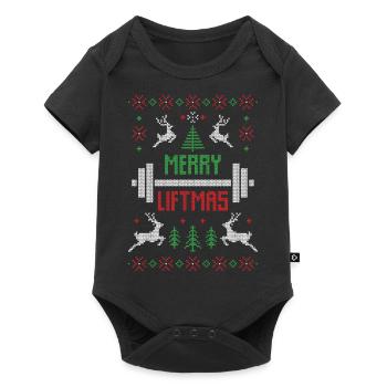 Christmas gift fitness sport bodybuilder fun - Baby Premium short-sleeve bodysuit - black - Front
