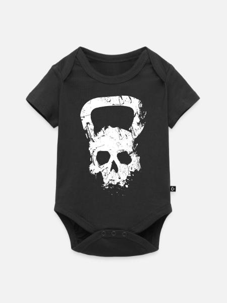 Kugelhantel Skull Gewichtheben Training - Baby Premium Kurzarmbody - Schwarz