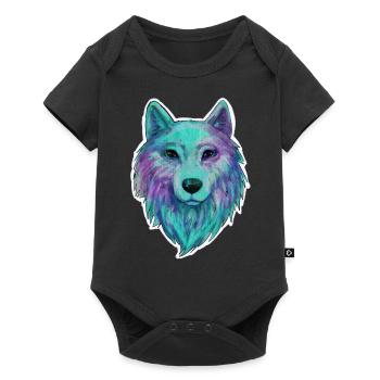 Wolf Kopf Wolfhead Zeichnung Kunst Illustration - Baby Premium Kurzarmbody - Schwarz - Vorne