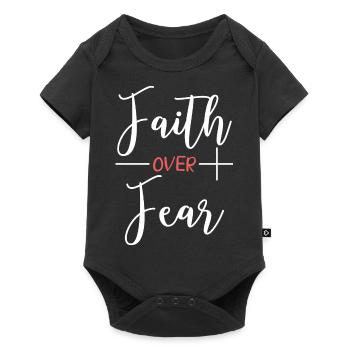 Faith Over Fear Cool Christian Cross Design - Baby Premium short-sleeve bodysuit - black - Front