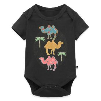 Witzige bunte Kamele - Baby Premium Kurzarmbody - Schwarz - Vorne