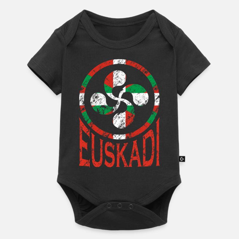 Drapeau d’Euskadi. Pays Basque Lauburu. Ikurriña - Body à manches courtes Premium Bébé - noir