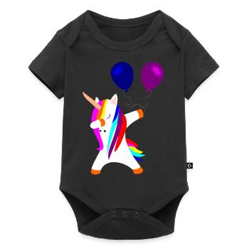 tamponner des licornes licorne avec des ballons - Body à manches courtes Premium Bébé - noir - Devant