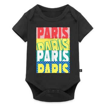 Paris France City Font Skyline Accueil - Body à manches courtes Premium Bébé - noir - Devant